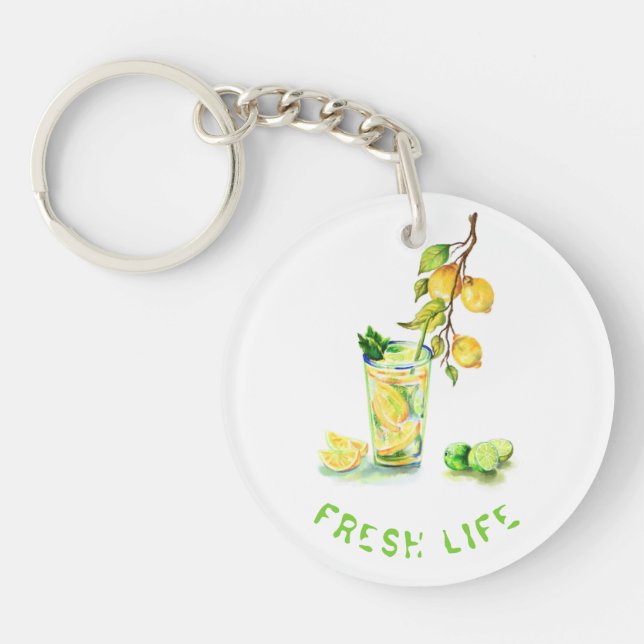 Fresh Lemon Drink Keychain - Custom Text (Front)