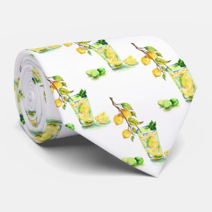 Fresh Lemon Drink Lemonade Summer Party Neck Tie