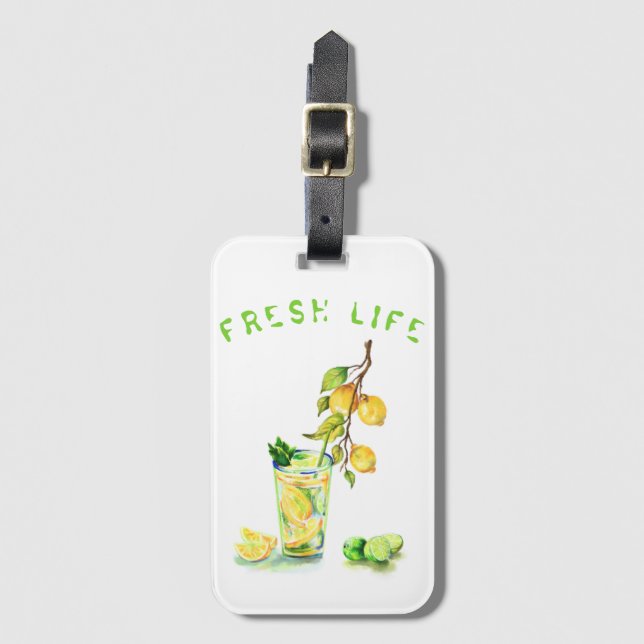 Fresh Lemon Drink Luggage Tag - Custom Text (Front Vertical)