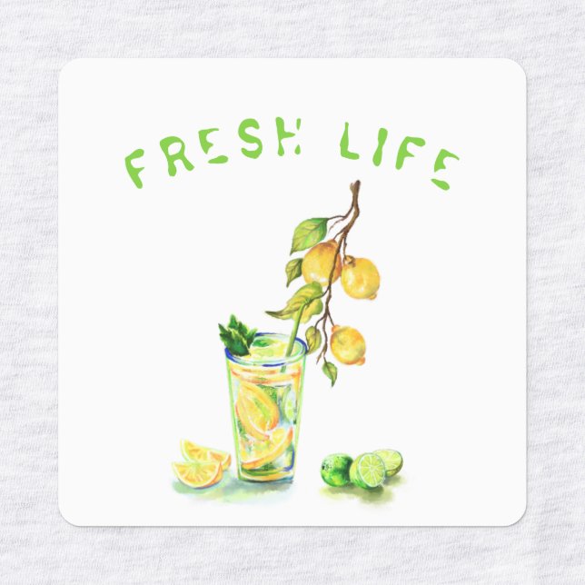 Fresh Lemon Drink Sticker - Custom Text (Design 1)