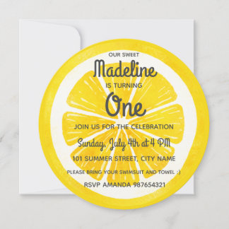 Fresh lemon first birthday invitation