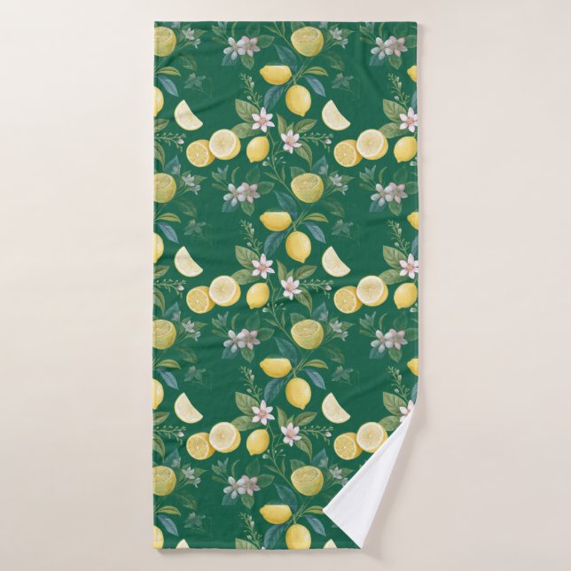 Fresh Lemon Floral Botanical Pattern  Bath Towel (Bath Towel)