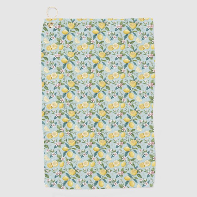 Fresh Lemon Floral Botanical Pattern  Golf Towel (Front)