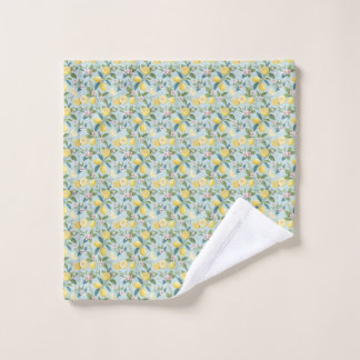 Fresh Lemon Floral Botanical Pattern  Wash Cloth