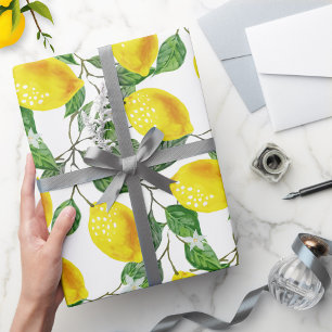 Fresh Lemon Fruit Floral  Wrapping Paper