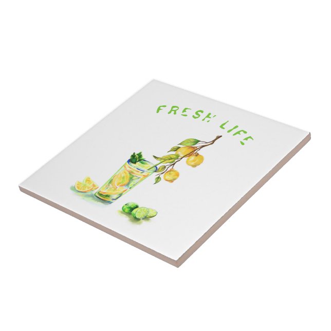Fresh Lemon Juice Cool Drink Lemonade Summer Party Tile (Side)