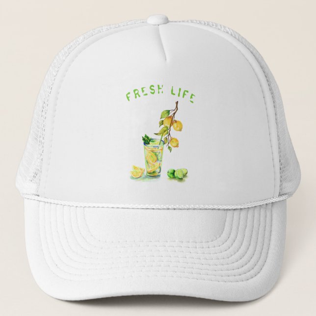 Fresh Lemon Juice Cool Drink Lemonade Trucker Hat (Front)