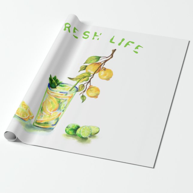 Fresh Lemon Juice Drink Lemonade Wrapping Paper (Unrolled)