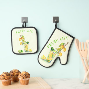 Fresh Lemon Juice Drink Oven Mitt & Pot Holder Set