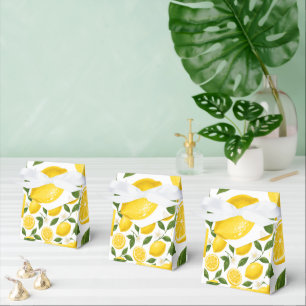 Fresh Lemon Pattern with Leaves & Blossoms Favour Box