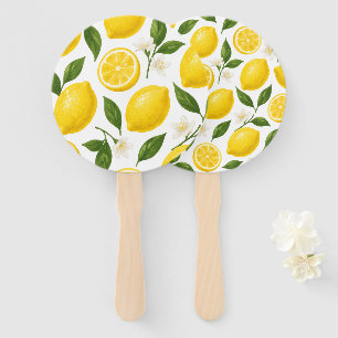 Fresh Lemon Pattern with Leaves & Blossoms  Hand Fan