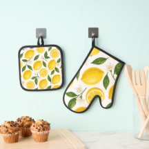 Fresh Lemon Pattern with Leaves & Blossoms