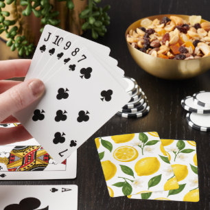 Fresh Lemon Pattern with Leaves & Blossoms Playing Cards