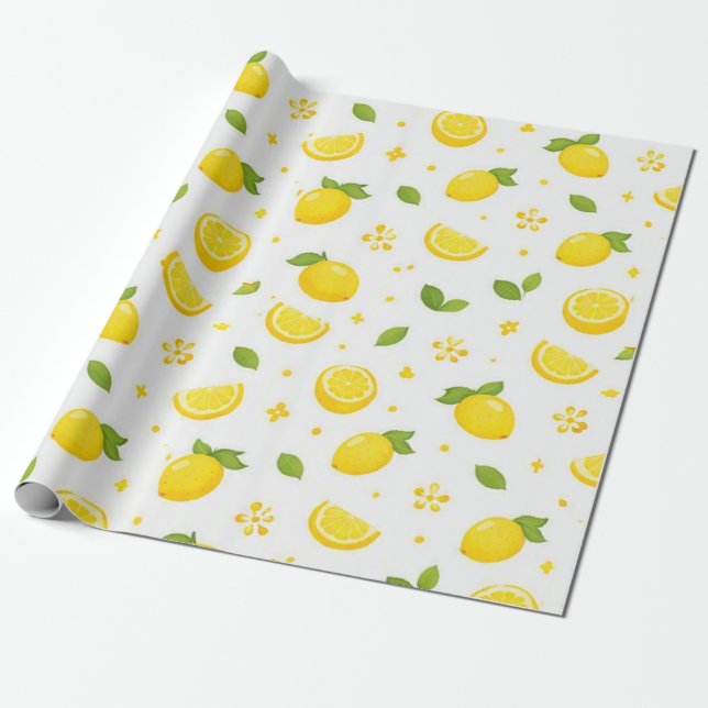 Fresh Lemon Pattern Wrapping Paper (Unrolled)