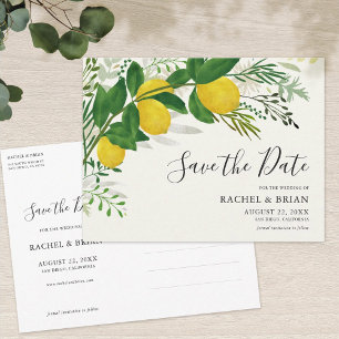 Fresh Lemon Save the Date Invitation Postcard