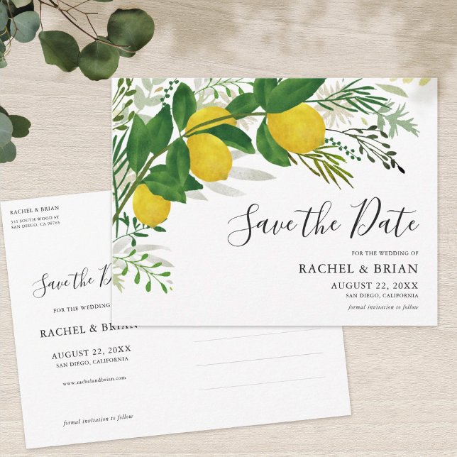 Fresh Lemon Save the Date Invitation Postcard (Creator Uploaded)