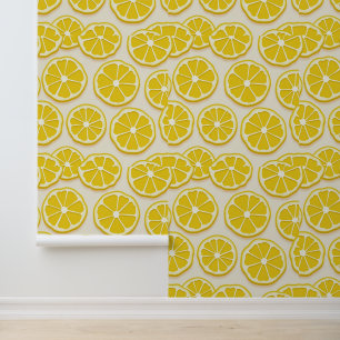 Fresh Lemon Slices Modern Seamless Pattern Wallpaper