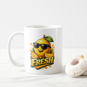 Fresh Lemon Summer Vibes Cute Citrus Character  Coffee Mug