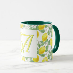 Fresh Lemon Tree Monogrammed Decor Gifts Newlyweds Mug