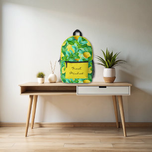 Fresh Lemon Watercolor School Printed Backpack