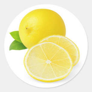 Fresh lemon with slices classic round sticker