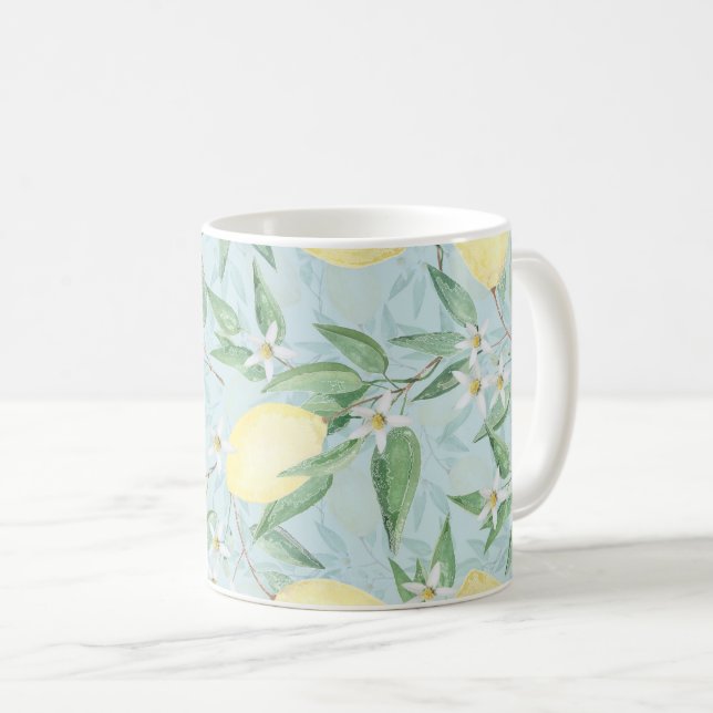 Fresh lemon yellow citrus coffee mug (Front Right)