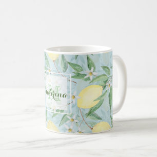 Fresh lemon yellow citrus coffee mug