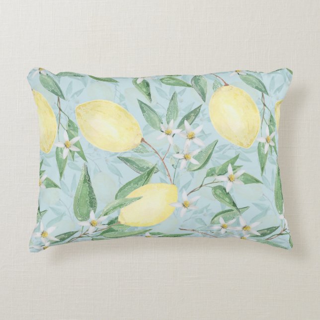 Fresh lemon yellow citrus decorative cushion (Front)
