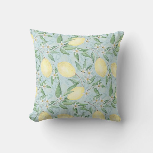 Fresh lemon yellow citrus fruit cushion (Front)