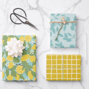 Fresh Lemons Citrus Wrapping Paper Set of 3