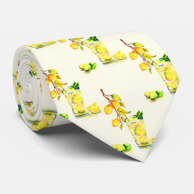Fresh Lemons Cool Drink Summer Party Neck Tie (Rolled)