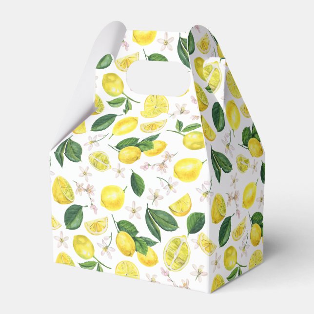 Fresh Lemons Floral Citrus Fruits Summer Pattern Favour Box (Front Side)