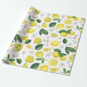 Fresh Lemons Floral Citrus Fruits Summer Pattern Wrapping Paper