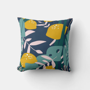 Fresh Lemons: Overlapping Vintage Pattern Cushion