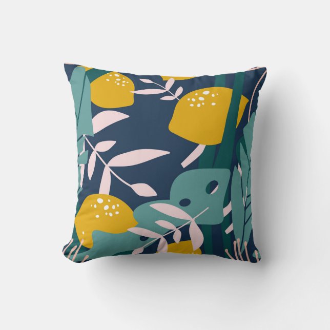 Fresh Lemons: Overlapping Vintage Pattern Cushion (Front)