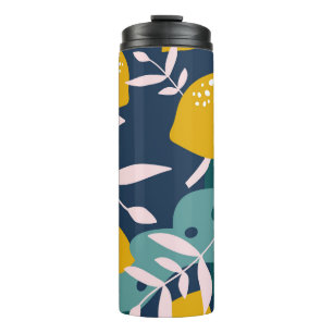 Fresh Lemons: Overlapping Vintage Pattern Thermal Tumbler