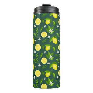 Fresh lemons with flowers and leaves thermal tumbler