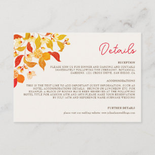 Fresh Lemony Love Citrus Foliage Wedding Enclosure Card