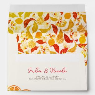 Fresh Lemony Love Citrus Foliage Wedding Envelope