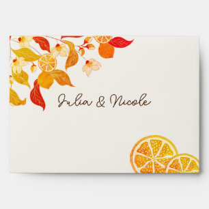 Fresh Lemony Love Citrus Foliage Wedding Envelope
