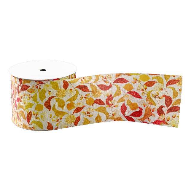 Fresh Lemony Love Citrus Foliage Wedding Grosgrain Ribbon (Spool)