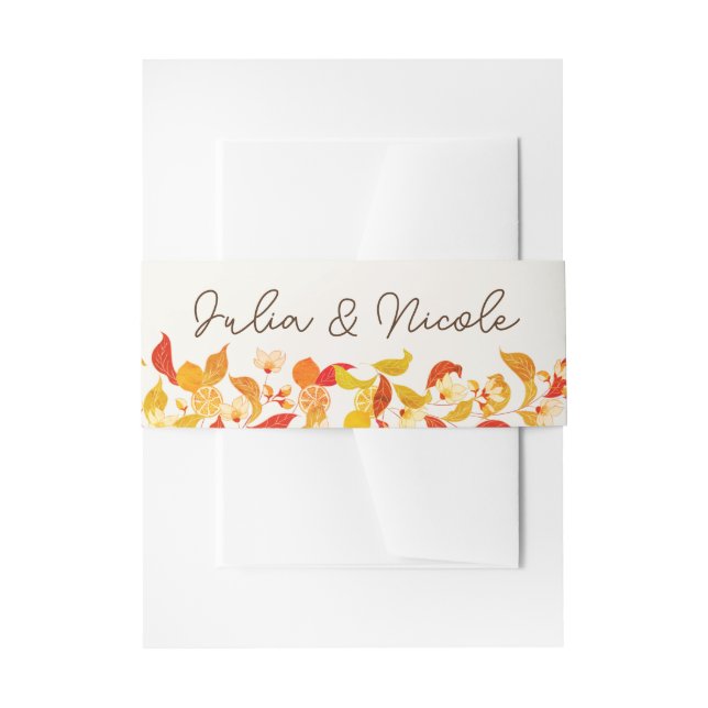 Fresh Lemony Love Citrus Foliage Wedding Invitation Belly Band (Front Example)