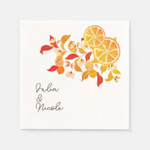 Fresh Lemony Love Citrus Foliage Wedding Napkin
