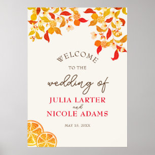 Fresh Lemony Love Citrus Foliage Wedding Poster