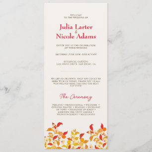 Fresh Lemony Love Citrus Foliage Wedding Programme