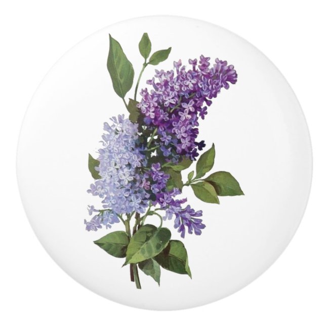 Fresh Lilacs - French Country Home Decor Ceramic Knob (Front)