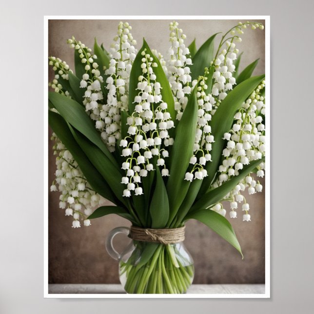 Fresh Lily of the Valley Flower Poster Wall Decor (Front)
