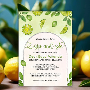 Fresh Lime Citrus Gender Neutral Sip and See Invitation