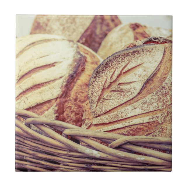 Fresh Loaves of Bread in a Basket Tile (Front)