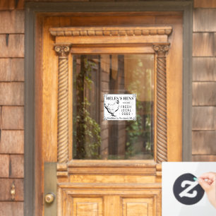 Fresh Local Egg Vintage Hen and Eggs Window Cling